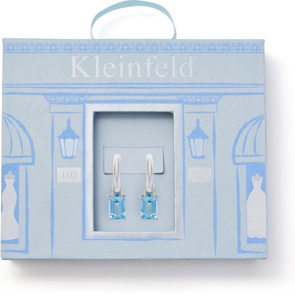 Kleinfeld Cubic Zirconia Small Stone Drop Huggie Hoop Earrings - Picture 3 of 4